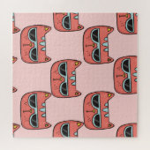 Puzzle Mignons visages de chat, motif sans soudure. (Horizontal)