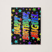 Puzzle "MIGUEL" Prénom, amusant "HEUREUX ANNIVERSAIRE" (Vertical)