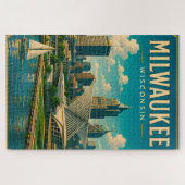 Puzzle ⛵ Milwaukee Wisconsin vue sur le lac (Horizontal)
