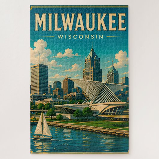 Puzzle ⛵ Milwaukee Wisconsin vue sur le lac (Vertical)