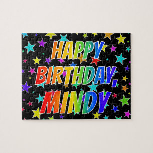 Puzzle "MINDY" Prénom, Amusant "HEUREUX ANNIVERSAIRE"