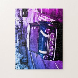 Puzzle Mini Cooper Morris Bunt Blau Legpuzzel