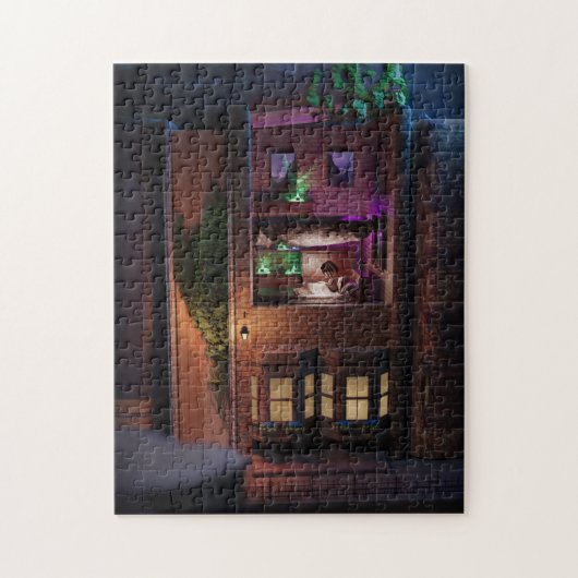 Puzzle Miniature book nook diorama - reading upstairs (Vertical)