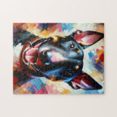 Puzzle Miniature Bull Terrier | Noir | Impression acryliq (Horizontal)