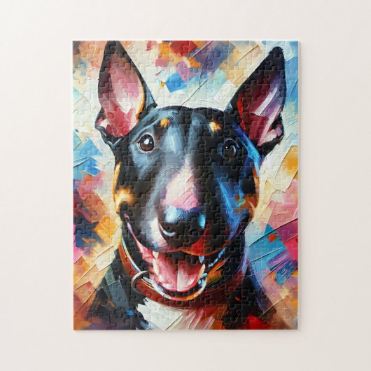 Puzzle Miniature Bull Terrier | Noir | Impression acryliq (Vertical)