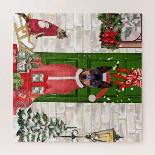 Puzzle Miniature Pinscher Chien Noël (Horizontal)
