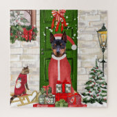 Puzzle Miniature Pinscher Chien Noël (Vertical)