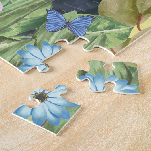 Puzzle Miniature Schnauzer Dog with Flowers Spring (Côté)