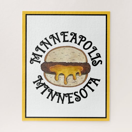 Puzzle Minneapolis Minnesota MN Juicy Lucy Cheese Burger (Vertical)