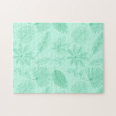 Puzzle Mint Blue Leaves Pattern (Horizontal)