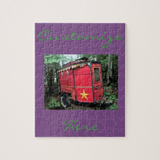 Puzzle Minuscule caravane rouge tzigane customisée (Vertical)