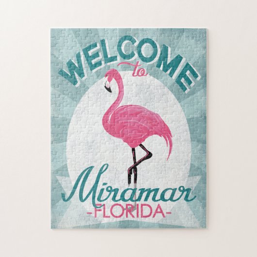 Puzzle Miramar Florida Flamant rose rose Rétro (Vertical)