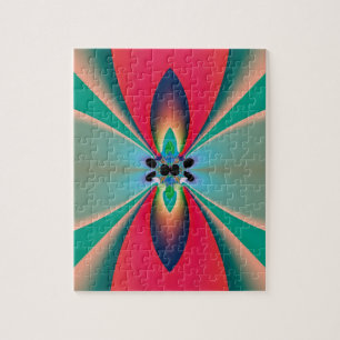 Puzzle Miroir de symétrie corail sarcelle Art abstrait