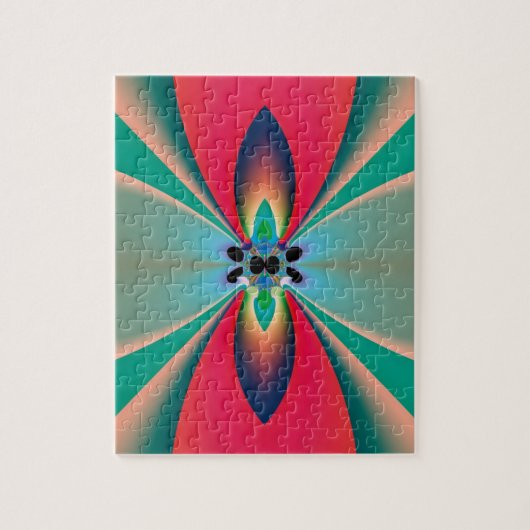 Puzzle Miroir de symétrie corail sarcelle Art abstrait (Vertical)