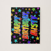 Puzzle "MISTY" Prénom, Amusant "HEUREUX ANNIVERSAIRE" (Vertical)