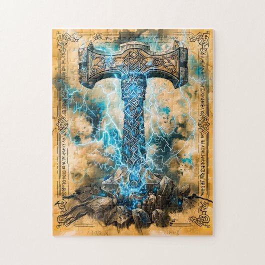 Puzzle Mjölnir Marteau de Thor avec Éclair (Vertical)