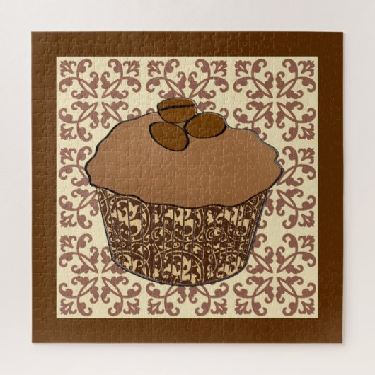 Puzzle Mocha / Café Frosted Cupcake, Arrière - plan dente (Vertical)