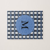 Puzzle Mod Retro Monogram Blue Abstrait Scarab Motif (Horizontal)