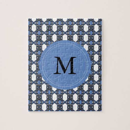 Puzzle Mod Retro Monogram Blue Abstrait Scarab Motif (Vertical)