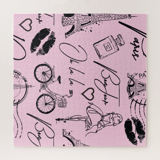 Puzzle Mode, calligraphie, Tour Eiffel, lèvres (Horizontal)