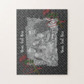 Puzzle Modèle De Cadre Photo Coeur Et Rose (Vertical)