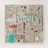 Puzzle Modèle de doodle de citations d'amour (Horizontal)