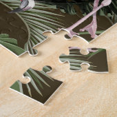 Puzzle Modèle de flamingo tropical : Feuilles Vintages (Côté)