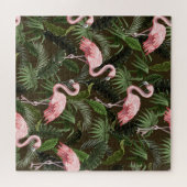 Puzzle Modèle de flamingo tropical : Feuilles Vintages (Horizontal)