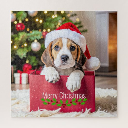 Puzzle Modèle de Noël de chiot Beagle, (Vertical)