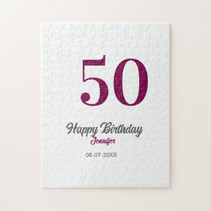 Puzzle modèle mauve pour 50e anniversaire nom date année