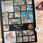Puzzle Modern 19 Photo Collage Personalized Black<br><div class="desc">Easily create a fun, memorable activity with this photo collage keepsake puzzle with 19 photos and personalized with your own text. An editable title in handwritten brush script text and subtitle is ideal for anyone or any special occasion. The sample is shown in the 11x14" 252 pieces--other options are available...</div>