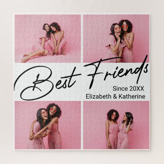 Puzzle Modern Best Friends 4 Photo Collage Cadeau (Vertical)
