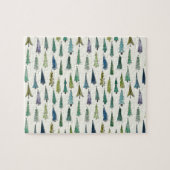 Puzzle Modern Christmas Trees Illustrated Pattern (Horizontal)