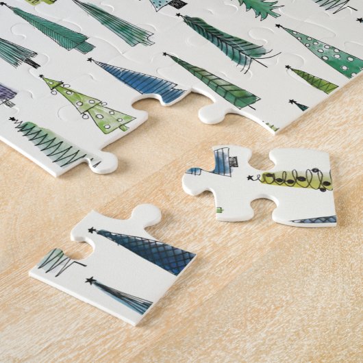 Puzzle Modern Christmas Trees Illustrated Pattern (Côté)