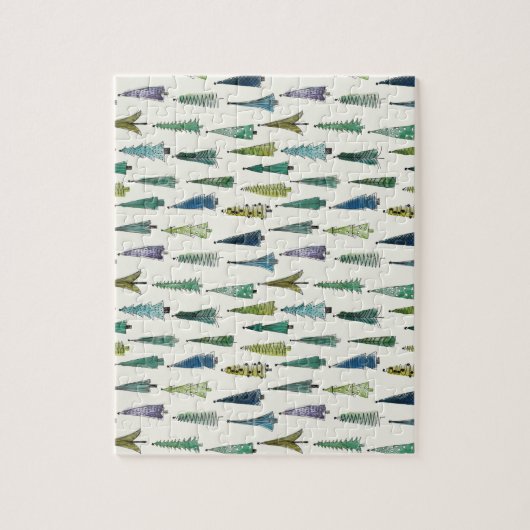 Puzzle Modern Christmas Trees Illustrated Pattern (Vertical)