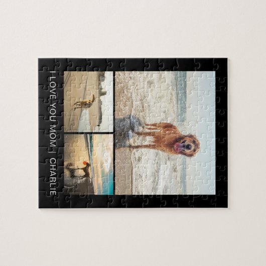 Puzzle Modern Dog Mom Cute Dogs Black Pet Photo Collage (Horizontal)