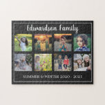 Puzzle Modern family photo collage monogrammed 8<br><div class="desc">Collage photo de famille de 8 photos monogrammed puzzle puzzle. Vous pouvez le personnaliser et ajouter vos plus belles photos,  nom et texte. Super !</div>