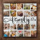 Puzzle Modern Family Script 20 Photo Collage Chic Fun<br><div class="desc">Puzzle de collage photo personnalisé moderne avec espace pour 20 photos entourant un script tourbillonnant tendance lisant FAMILY et votre nom personnalisé ci-dessous.</div>