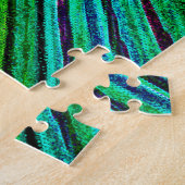 Puzzle Modern Fractal Art Waves Wavy Green Blue Abstract (Côté)