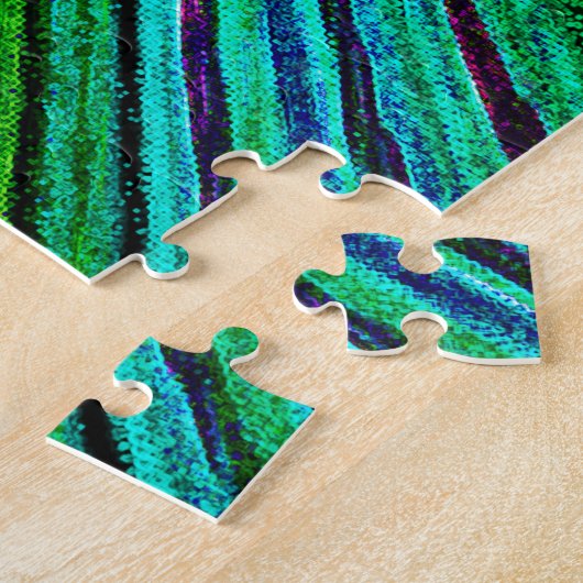 Puzzle Modern Fractal Art Waves Wavy Green Blue Abstract (Côté)
