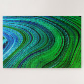 Puzzle Modern Fractal Art Waves Wavy Green Blue Abstract (Horizontal)