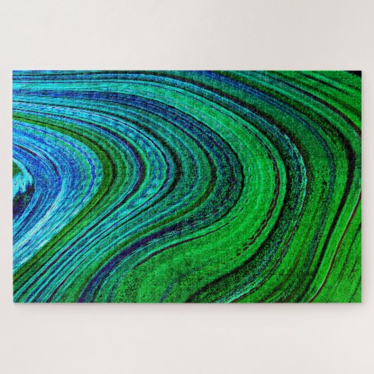 Puzzle Modern Fractal Art Waves Wavy Green Blue Abstract (Horizontal)