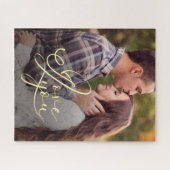 Puzzle Modern Minimal Gold I Love You Typography Photo  (Horizontal)