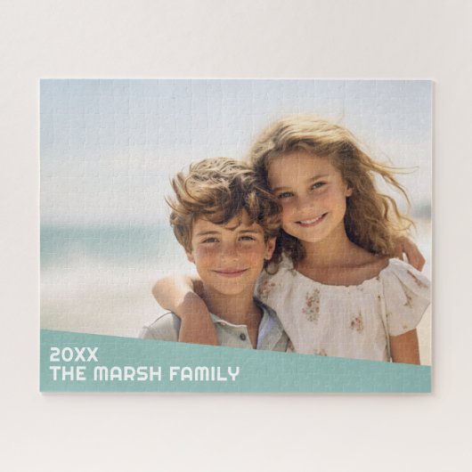 Puzzle Modern Minimal Photo with Diagonal Color Block (Horizontal)