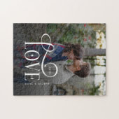 Puzzle Modern Script Love Custom Engaged Couples Photo (Horizontal)