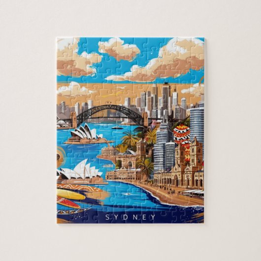 Puzzle Modern Sydney Australie Travel Art Vintage (Vertical)