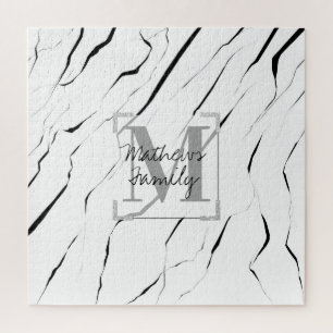 Puzzle Modern Unique Black White Marble Family
