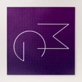 Puzzle Moderne 2 Initiales | Ombre Subtile Violet Foncé (Horizontal)