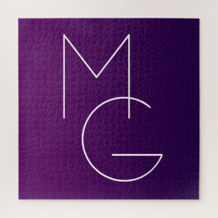 Puzzle Moderne 2 Initiales Ombre Subtile Violet Foncé