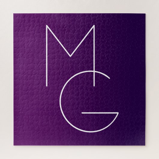 Puzzle Moderne 2 Initiales | Ombre Subtile Violet Foncé (Vertical)